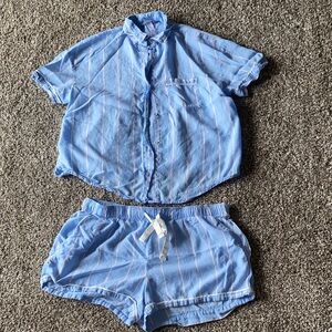 💛 Stars Above Blue Striped Pajama Set